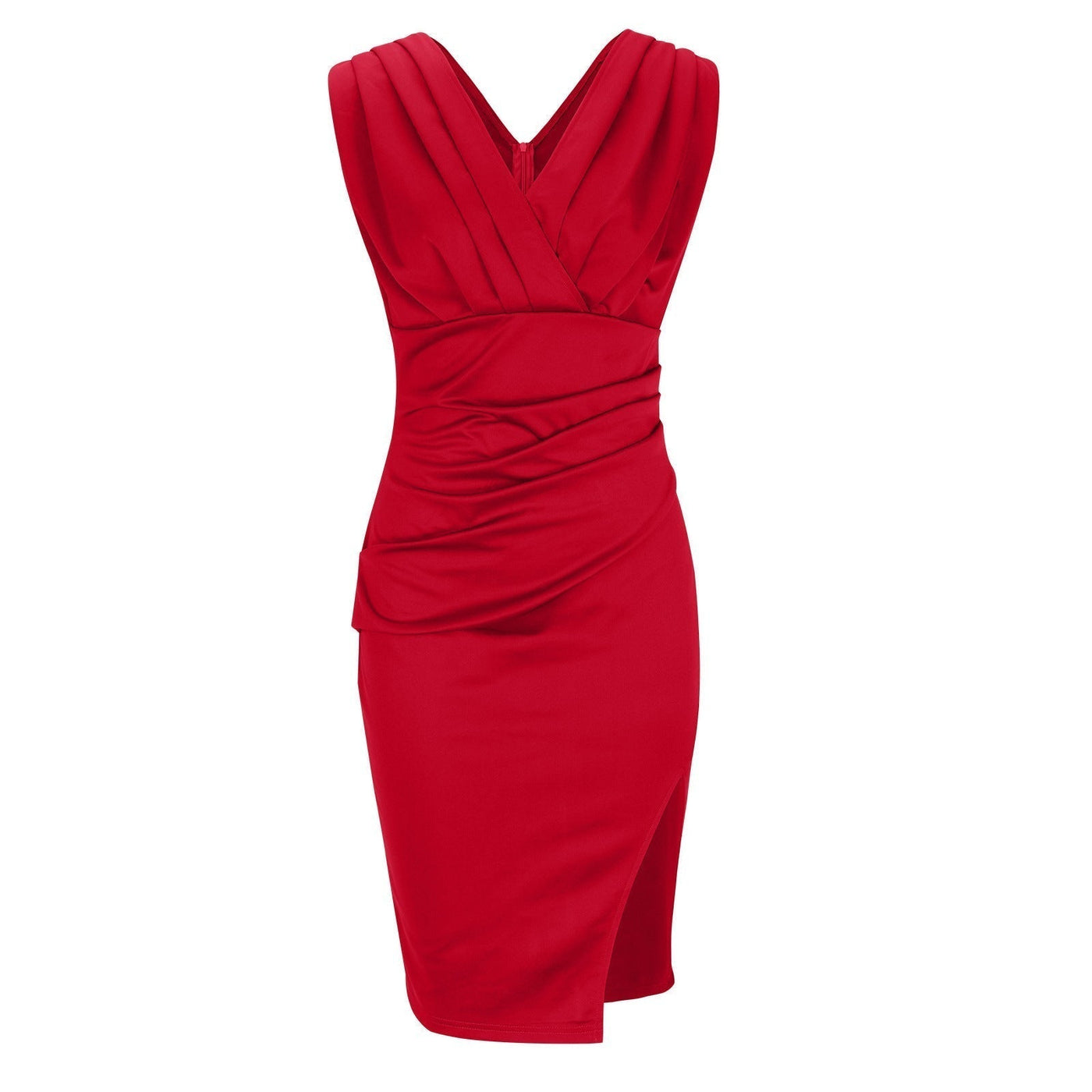 Floria – Enges Kleid mit V-Ausschnitt und Schlitz