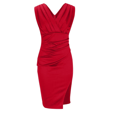 Floria – Enges Kleid mit V-Ausschnitt und Schlitz