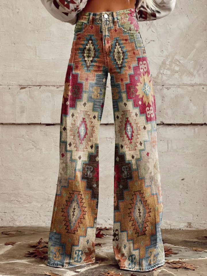 LÉA | Pantaloni Retro a Chevron Eleganti e Moderni