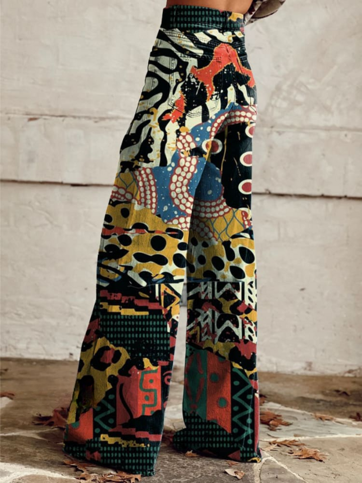 ÉLODIE | Pantaloni Larghi con Motivo Artistico Elegante e Audace
