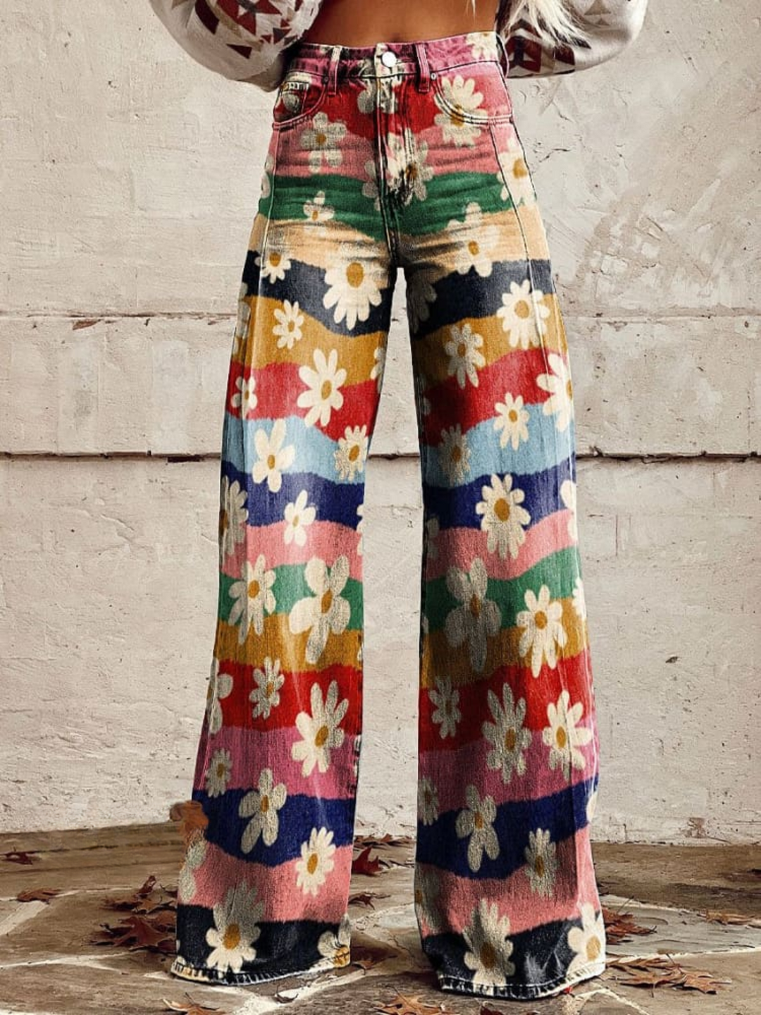LÉON | Pantaloni Retro Floreali Eleganti e Confortevoli
