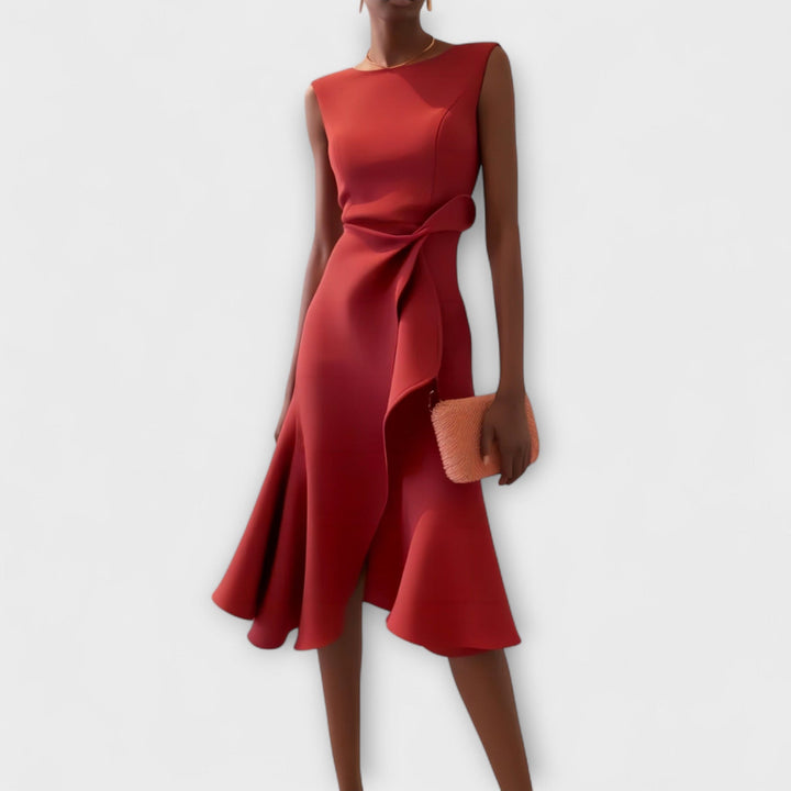 Juliette – Asymmetrisches, drapiertes Midikleid