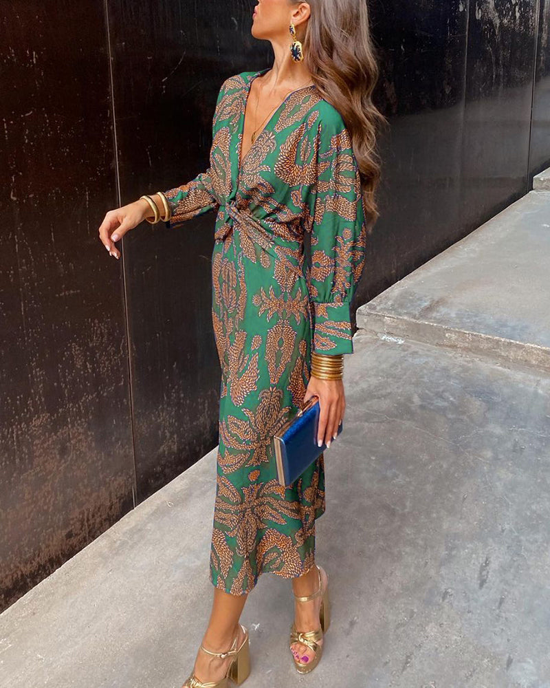 Valerie™ | Vintage Kleid mit langen Ärmeln und V-Ausschnitt