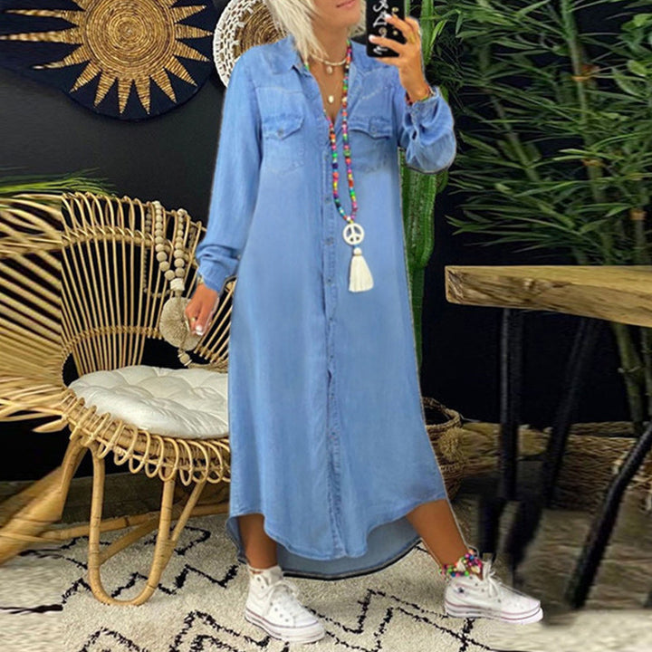 Lina™ – Langärmliges Maxikleid aus Denim