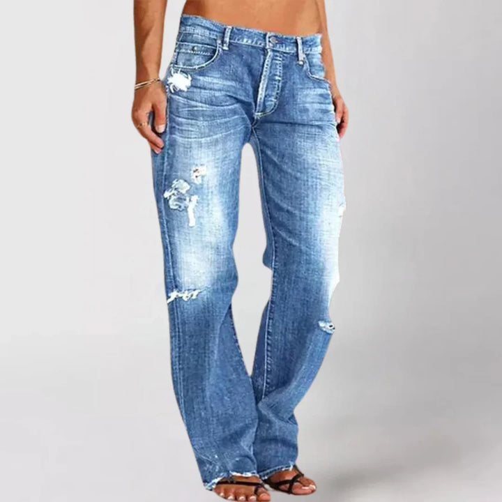 WIBKE - WEITE JEANS MIT USED-EFFEKT