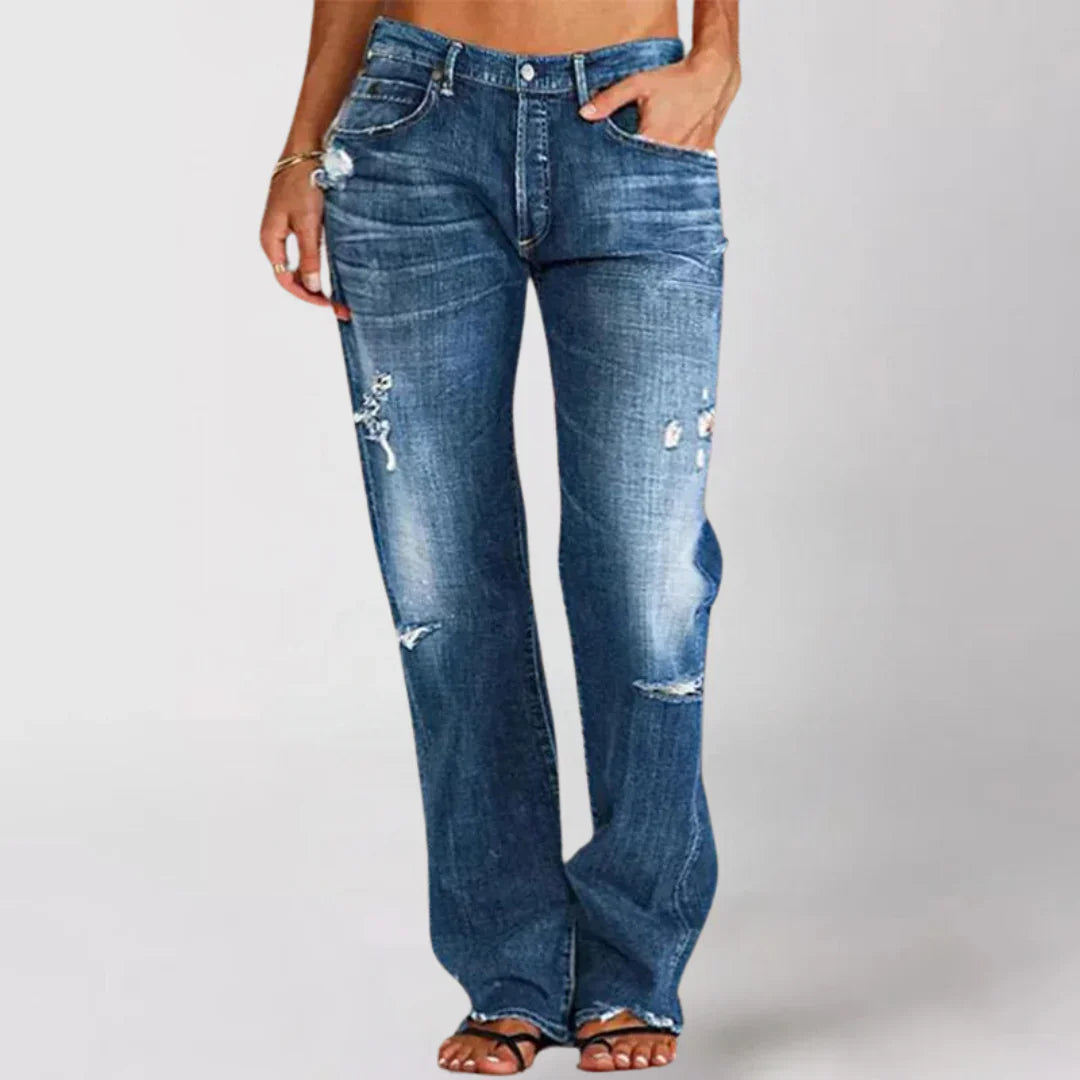 WIBKE - WEITE JEANS MIT USED-EFFEKT