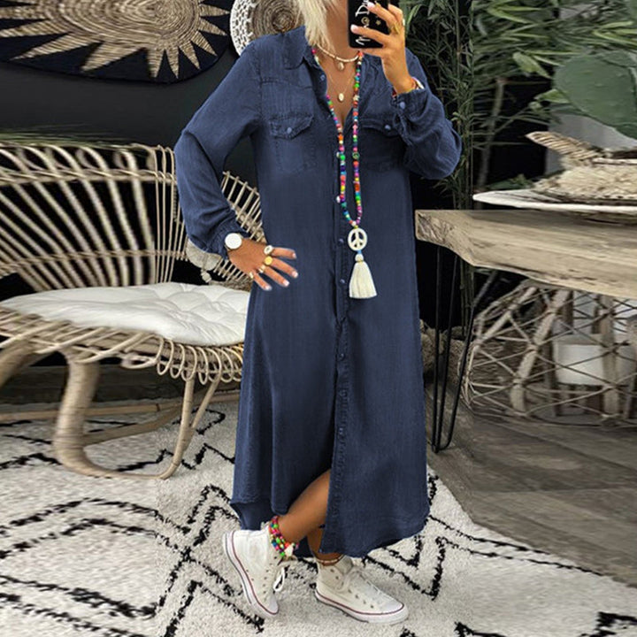 Lina™ – Langärmliges Maxikleid aus Denim