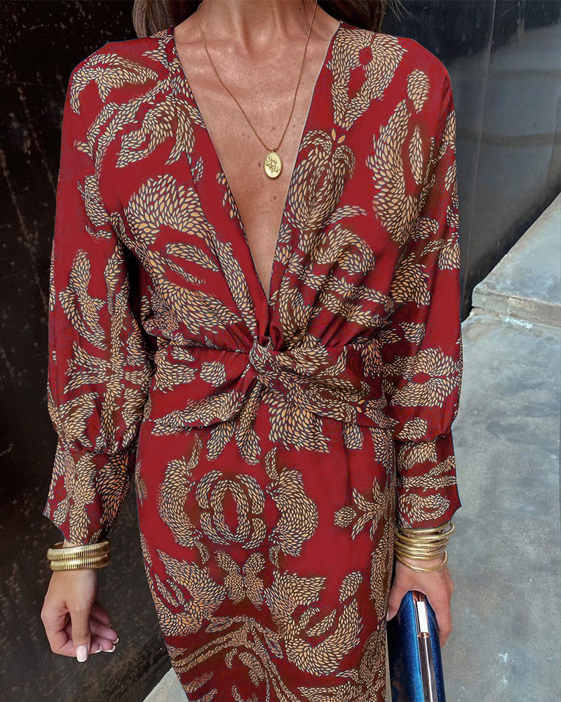 Valerie™ | Vintage Kleid mit langen Ärmeln und V-Ausschnitt