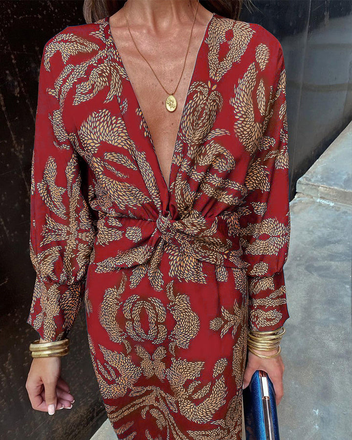 Valerie™ | Vintage Kleid mit langen Ärmeln und V-Ausschnitt
