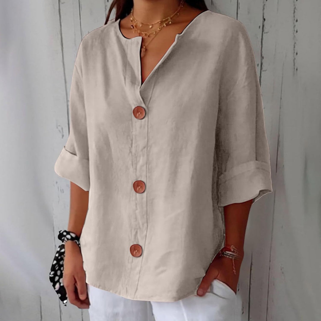 Noora™ | Lässige Leinenbluse für zeitlose Eleganz