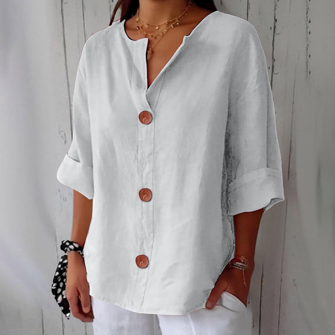 Noora™ | Lässige Leinenbluse für zeitlose Eleganz