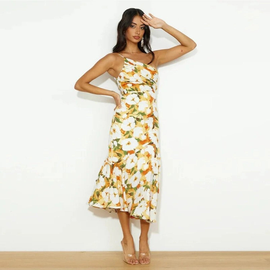 Greta™ | Asymmetrisches Maxi-Kleid mit Blumenmuster für Damen