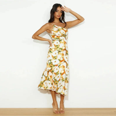 Greta™ | Asymmetrisches Maxi-Kleid mit Blumenmuster für Damen