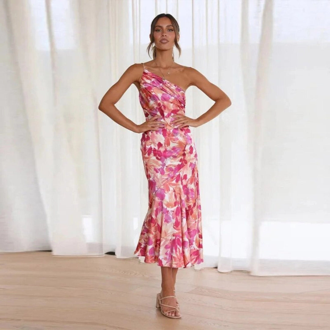 Greta™ | Asymmetrisches Maxi-Kleid mit Blumenmuster für Damen