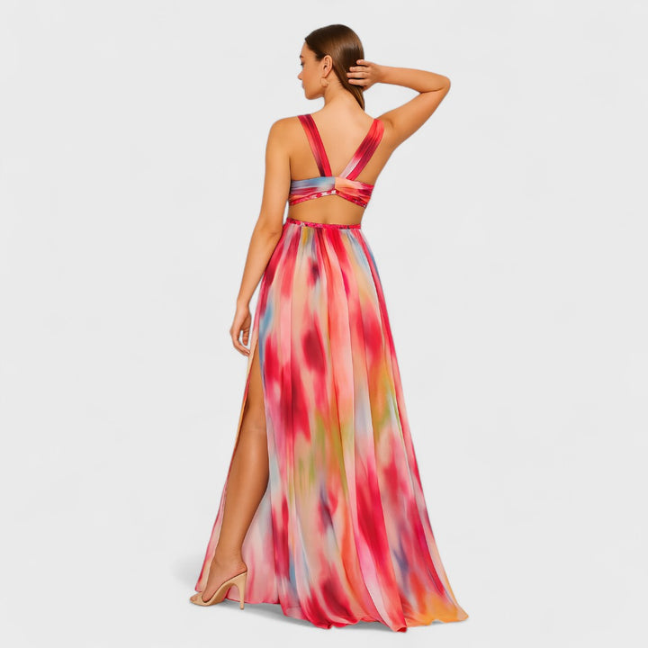 Freya - Langes Kleid mit gemaltem Design