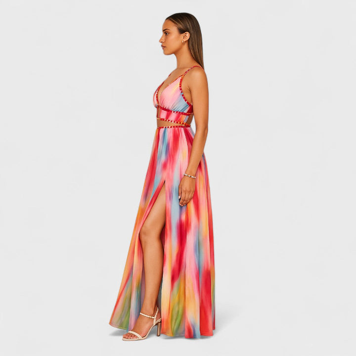 Freya - Langes Kleid mit gemaltem Design