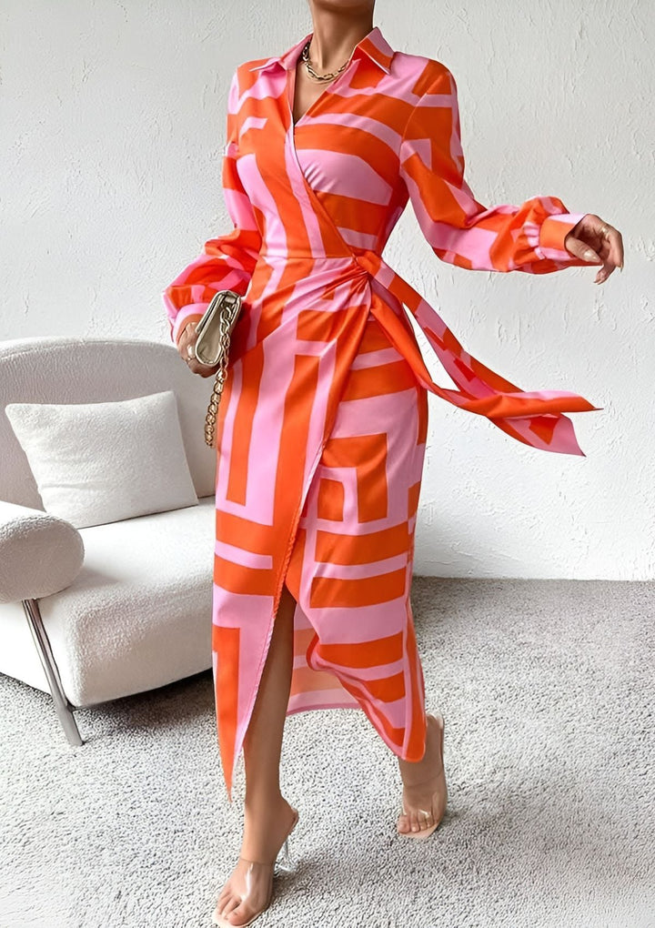 DF-FASHION | Robe Portefeuille Imprimée
