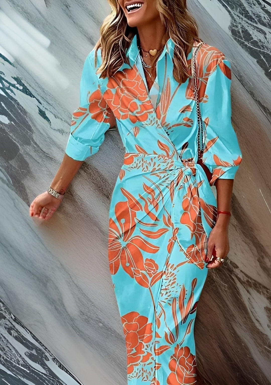 DF-FASHION | Robe Portefeuille Imprimée