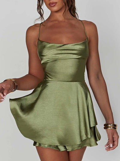 Anastacia™ - Rückenfreies Romper Satin Kleid