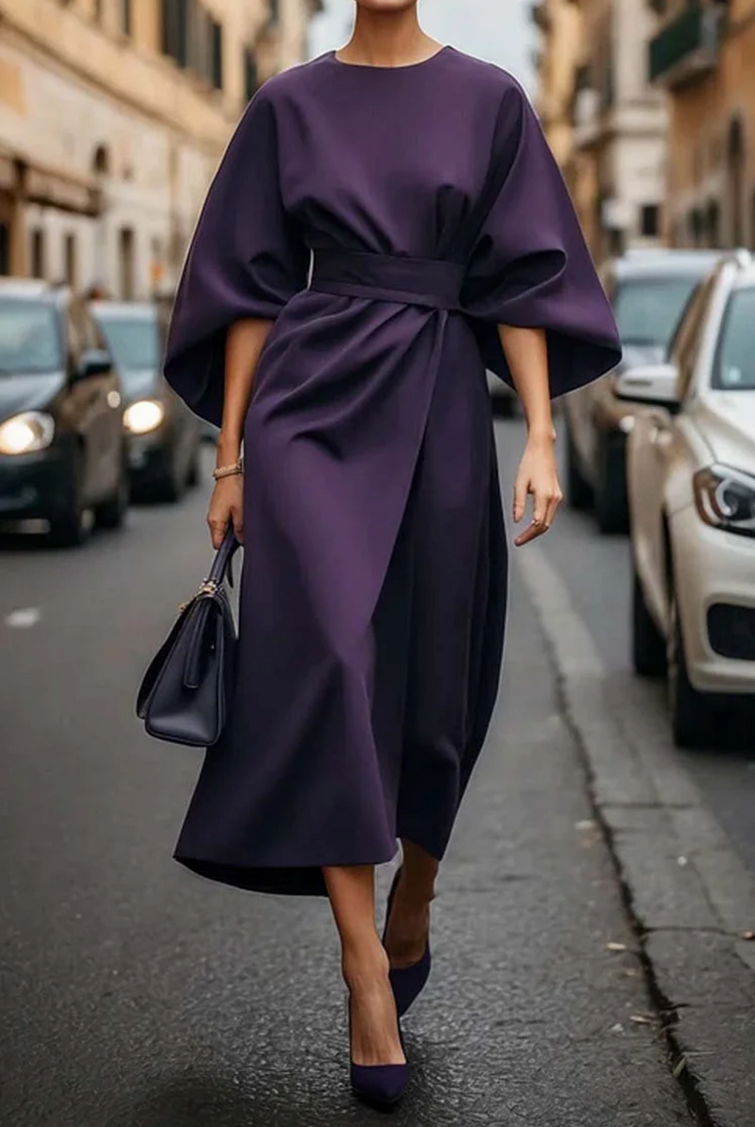 Ambra™ | Raffiniertes Kleid mit Puffärmeln und Gürtel