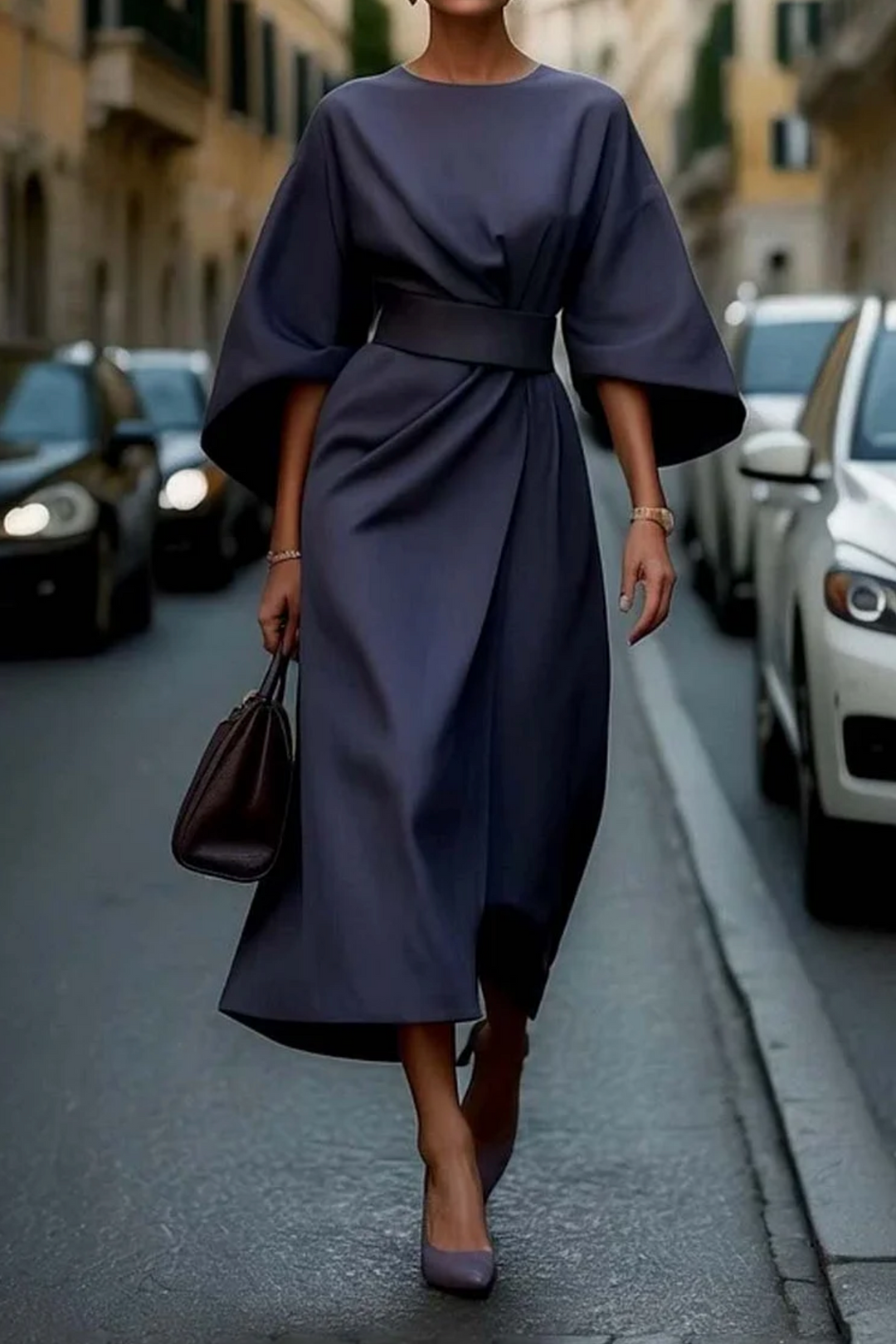 Ambra™ | Raffiniertes Kleid mit Puffärmeln und Gürtel