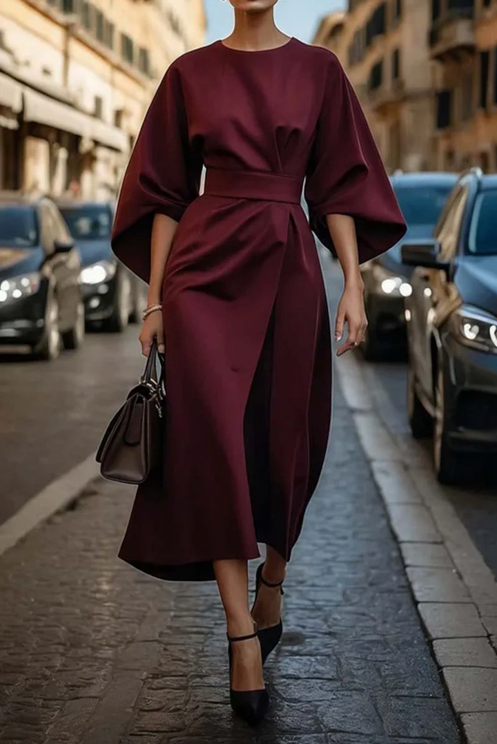 Ambra™ | Raffiniertes Kleid mit Puffärmeln und Gürtel