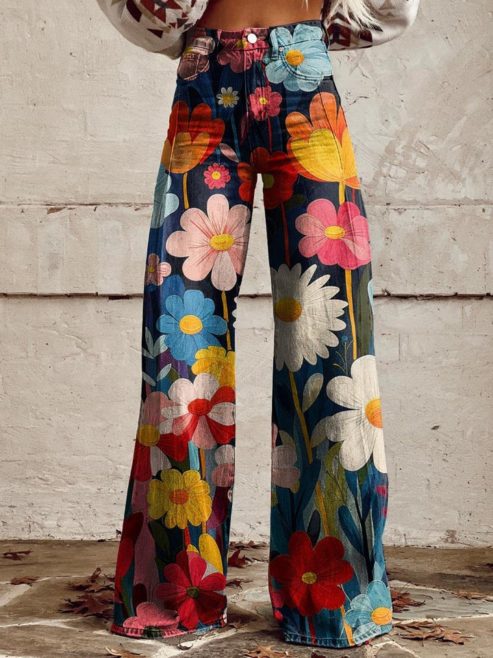 LÉNA | Pantaloni Ampi a Fiori Eleganti e Moderni