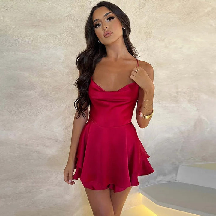 Anastacia™ - Rückenfreies Romper Satin Kleid